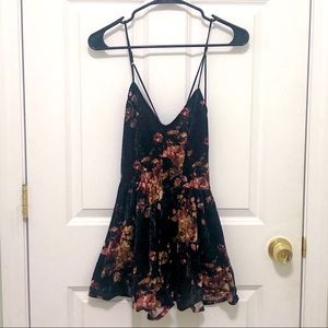 L.A Hearts Black Velvet Floral Criss Cross Back Romper